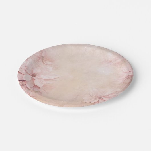 Love Pink Poinsettia Pappteller (Schrägansicht)