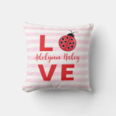 LOVE Pink Striped ladybug Throw Pillow Kissen (Vorderseite)