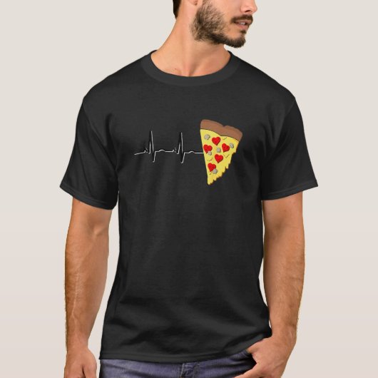 Love Pizza Ekg Heart Beat Pepperoni Valentines Men T-Shirt (Vorderseite)
