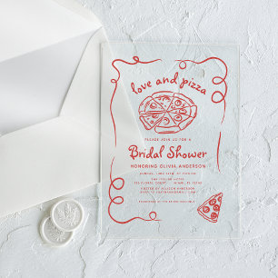 Love & Pizza Italienische handgezeichnete rote Bra Acryleinladungen