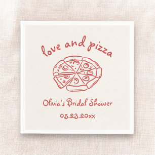 Love & Pizza Italienische Handgezeichnete Rote Bra Serviette