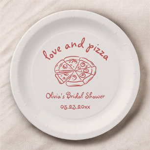 Love & Pizza Italienische Handgezeichnete Rote Hoc Pappteller