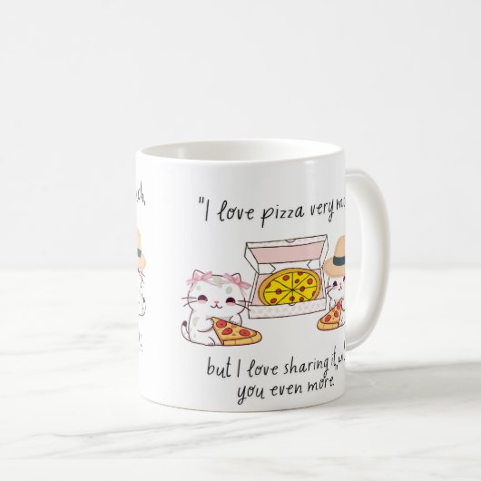 LOVE PIZZA SEHR VIEL, KATZE KAFFEETASSE (VorderseiteRechts)