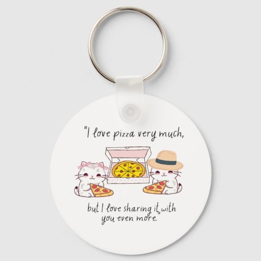LOVE PIZZA SEHR VIEL, KATZE SCHLÜSSELANHÄNGER (Vorderseite)