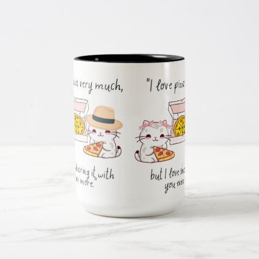 LOVE PIZZA SEHR VIEL, KATZE ZWEIFARBIGE TASSE (Mittel)