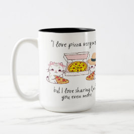 LOVE PIZZA SEHR VIEL, KATZE ZWEIFARBIGE TASSE