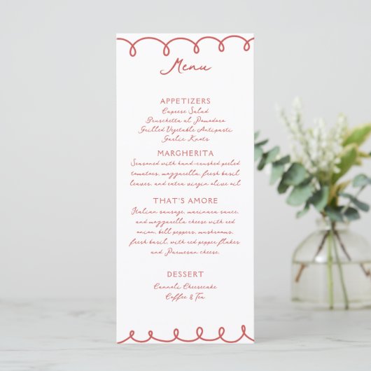 Love & Pizza | Whimsical Menu (Stehend Vorderseite)