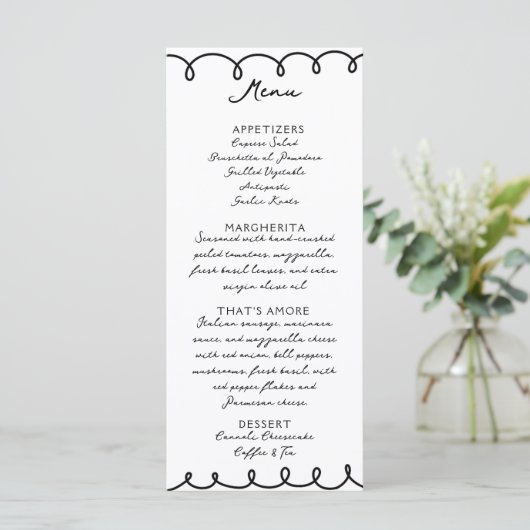 Love & Pizza | Whimsical  Menu (Stehend Vorderseite)