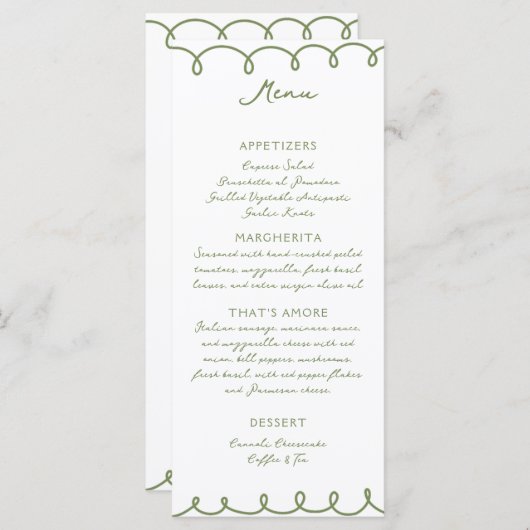 Love & Pizza | Whimsical  Menu (Vorne/Hinten)