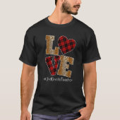LOVE Plaid Red Leopard 3rd Grade Teacher Valentine T-Shirt (Vorderseite)