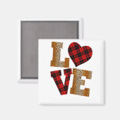 Love Plaid Red Leopard Kindergarten Teacher Valent Magnet (Vorderseite/Rückseite)