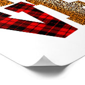 Love Plaid Red Leopard Kindergarten Teacher Valent Poster (Ecke)