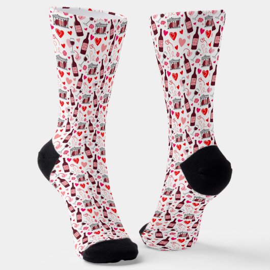 Love Potion Wine Seamless Pattern Socken (Gewinkelt)