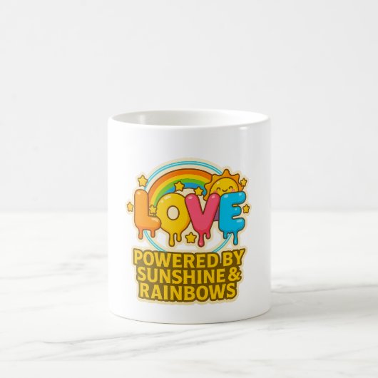 🌞🌈 “Love – Powered by Sunshine & Rainbows” Mug Kaffeetasse (Mittel)