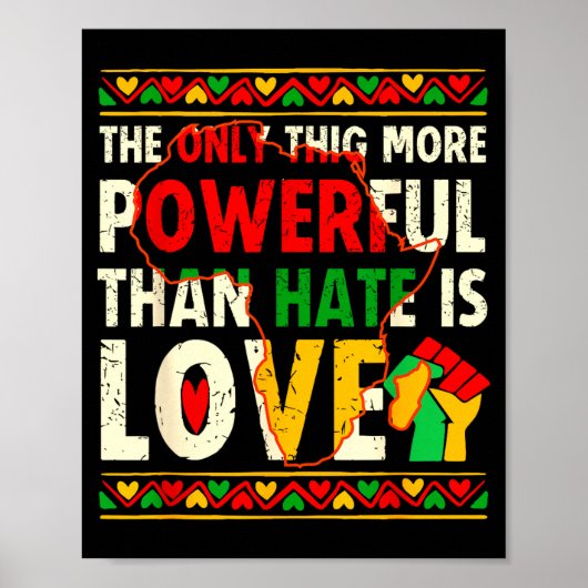 Love powerful than hate black history month unity  poster (Vorne)