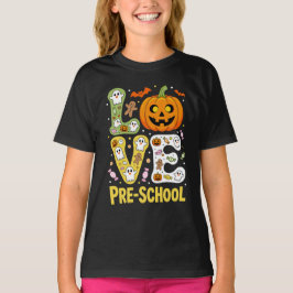 Love Preschool Halloween Teacher Ghost Pumpkin T-Shirt