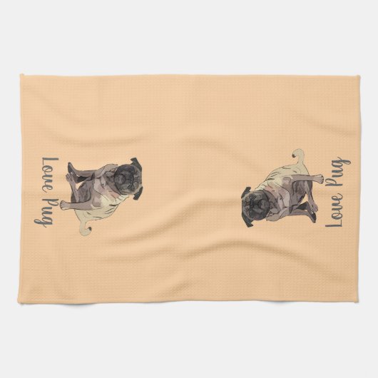 Love Pug Geschirrtuch (Horizontal)