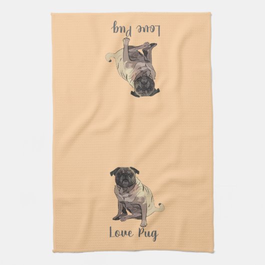 Love Pug Geschirrtuch (Vertikal)