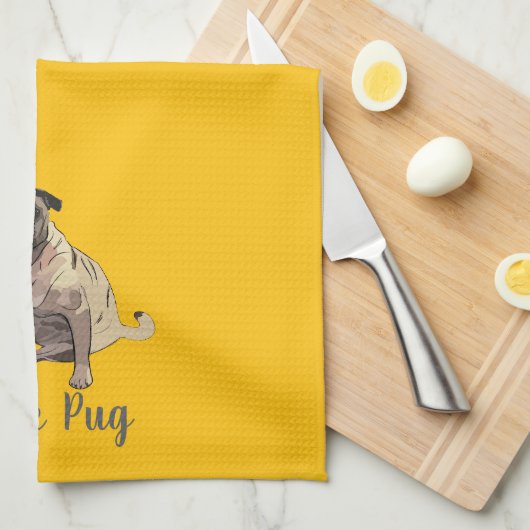 Love Pug Geschirrtuch (Viertel Falte)