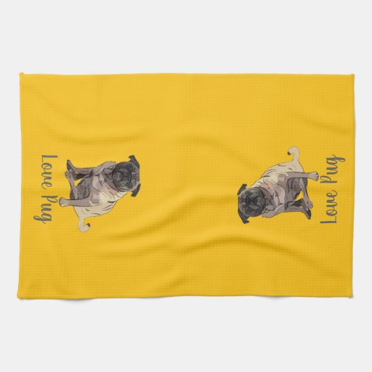 Love Pug Geschirrtuch (Horizontal)