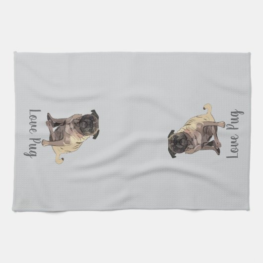 Love Pug Geschirrtuch (Horizontal)