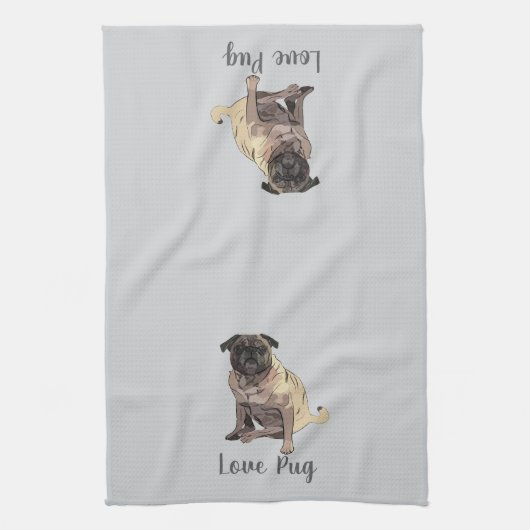 Love Pug Geschirrtuch (Vertikal)