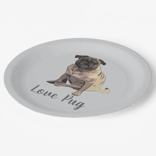 Love Pug Pappteller (Schrägansicht)
