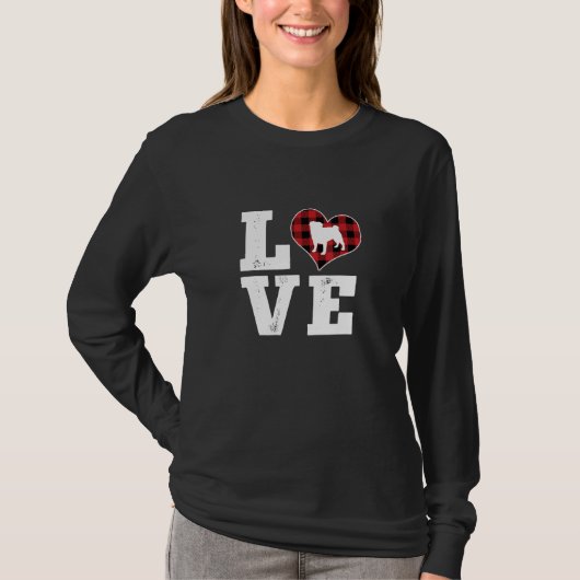 Love Puggle Dog Lover Gifts Buffalo Plaid Dog Vale T-Shirt (Vorderseite)