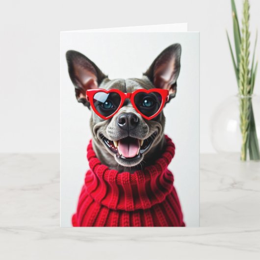 Love Puppy Heart Glasses Card Karte (Vorderseite)