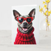 Love Puppy Heart Glasses Card Karte (Gelbe Blume)