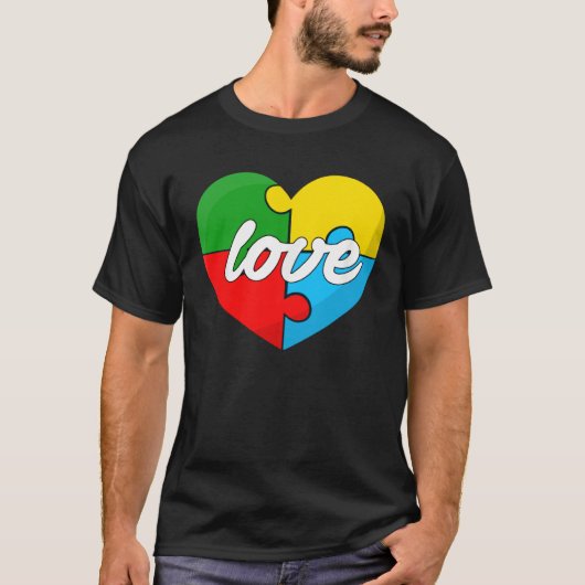 LOVE Puzzle Pieces Heart Autism Awareness T-Shirt (Vorderseite)
