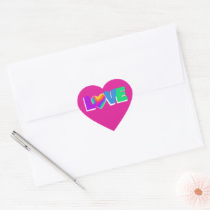 Love Rainbow Heart Heart-Shaped Stickers