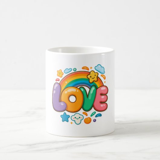 🌈💖 “LOVE” Rainbow Mug ☕✨ Kaffeetasse (Mittel)