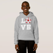 Love Red Soccer Ball - White Letters Hoodie (Vorne ganz)