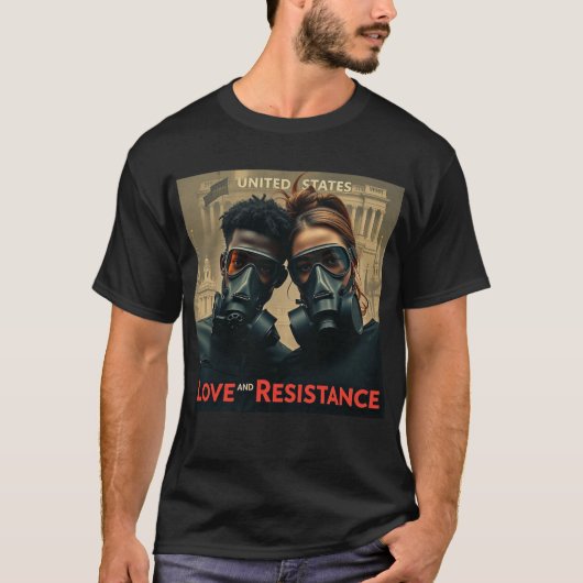 LOVE & RESISTANCE Modern American Graphic T-Shirt (Vorderseite)