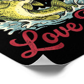 Love Retro Bites Fishing Fisherman Valentines Day  Poster (Ecke)