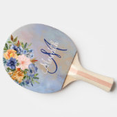 Love rosa Blume mit weichem Pastellfarben Monogram Tischtennis Schläger (Seitenansicht)