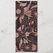 Love Rose Gold Glitter Girly Flowers Menükarte (Rückseite)