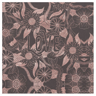 Love Rose Gold Glitter Girly Flowers Stoff