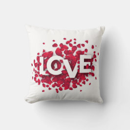 LOVE Rose Petals Typography – Romantic Poster  Kissen