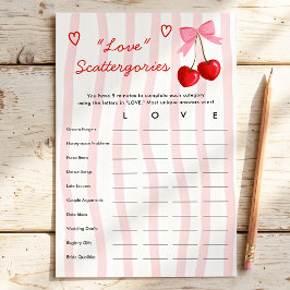 Love Scattegories Cherry Bow Brautparty-Spiel