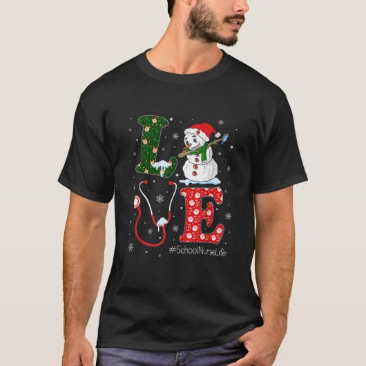 Love School Nurse Life Nursing Christmas Santa Rei T-Shirt (Vorderseite)
