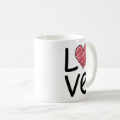Love Scribbled Hand Drawn Red Heart Minimalist Kaffeetasse (VorderseiteRechts)