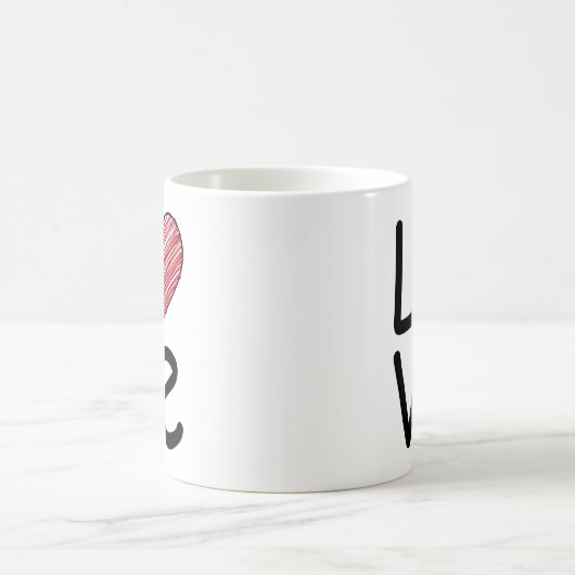 Love Scribbled Hand Drawn Red Heart Minimalist Kaffeetasse (Mittel)