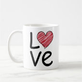 Love Scribbled Hand Drawn Red Heart Minimalist Kaffeetasse (Links)