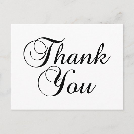Love Script Black and White Vielen Dank Postkarte (Vorderseite)