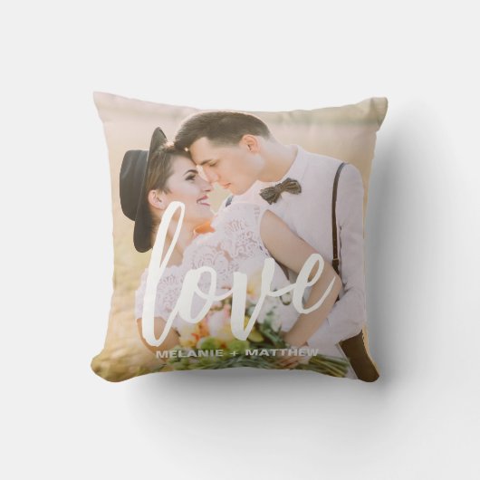 Love Script Elegant Modern Photo Throw Pillow Kissen (Vorderseite)