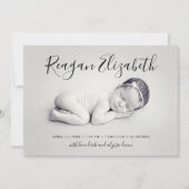 Love Script Foto Overlay Geburtserklärung Ankündigung (Vorderseite)