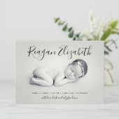 Love Script Foto Overlay Geburtserklärung Ankündigung (Stehend Vorderseite)