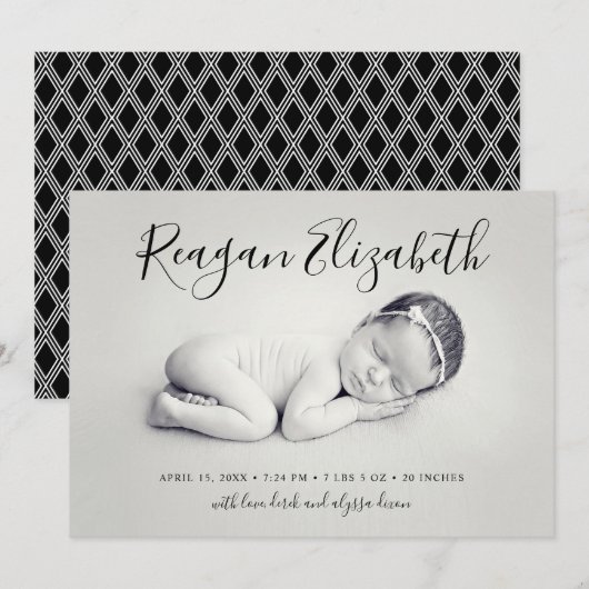 Love Script Foto Overlay Geburtserklärung Ankündigung (Vorne/Hinten)